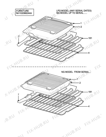 Взрыв-схема плиты (духовки) Zanussi Electrolux ZCG7610SVN - Схема узла H10 Furniture